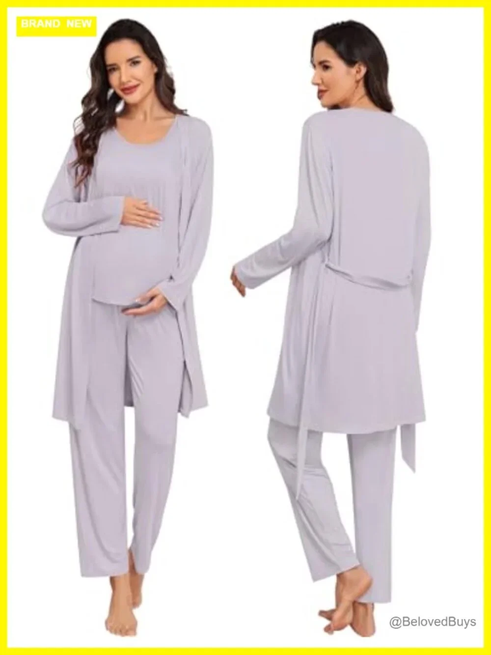 Maternity Nursing Robe Set 3-Piece Breastfeeding Pajama Postpartum Pjs